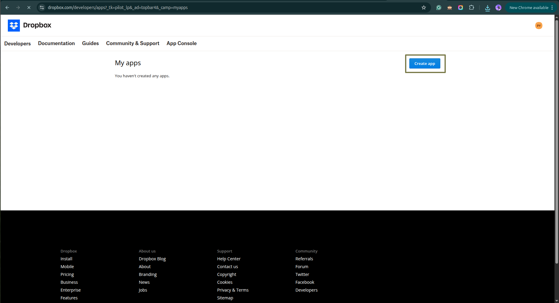 Dropbox Config Step 5