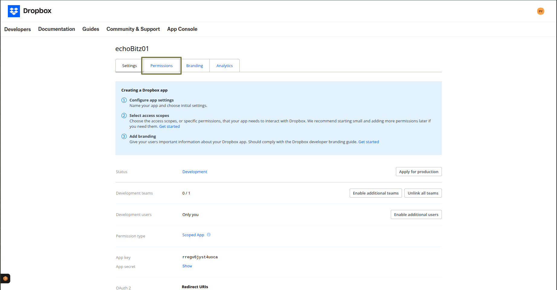 Dropbox Config Step 7