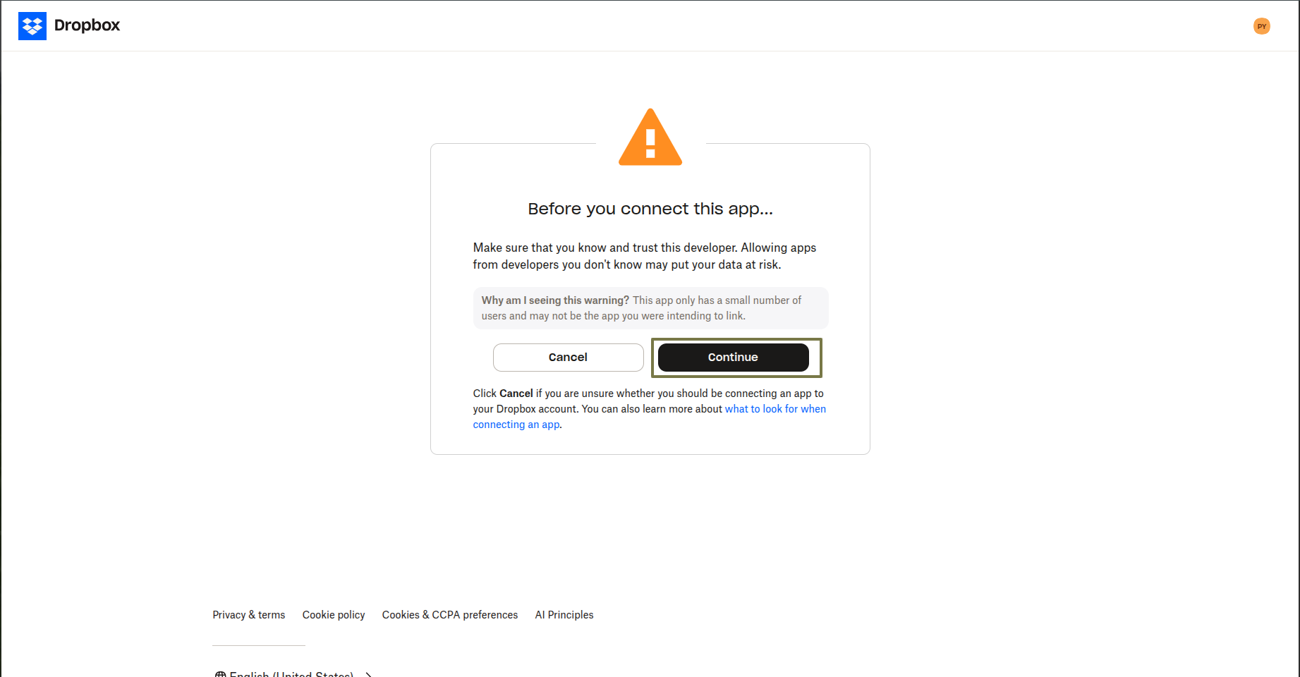 Dropbox Config Step 14