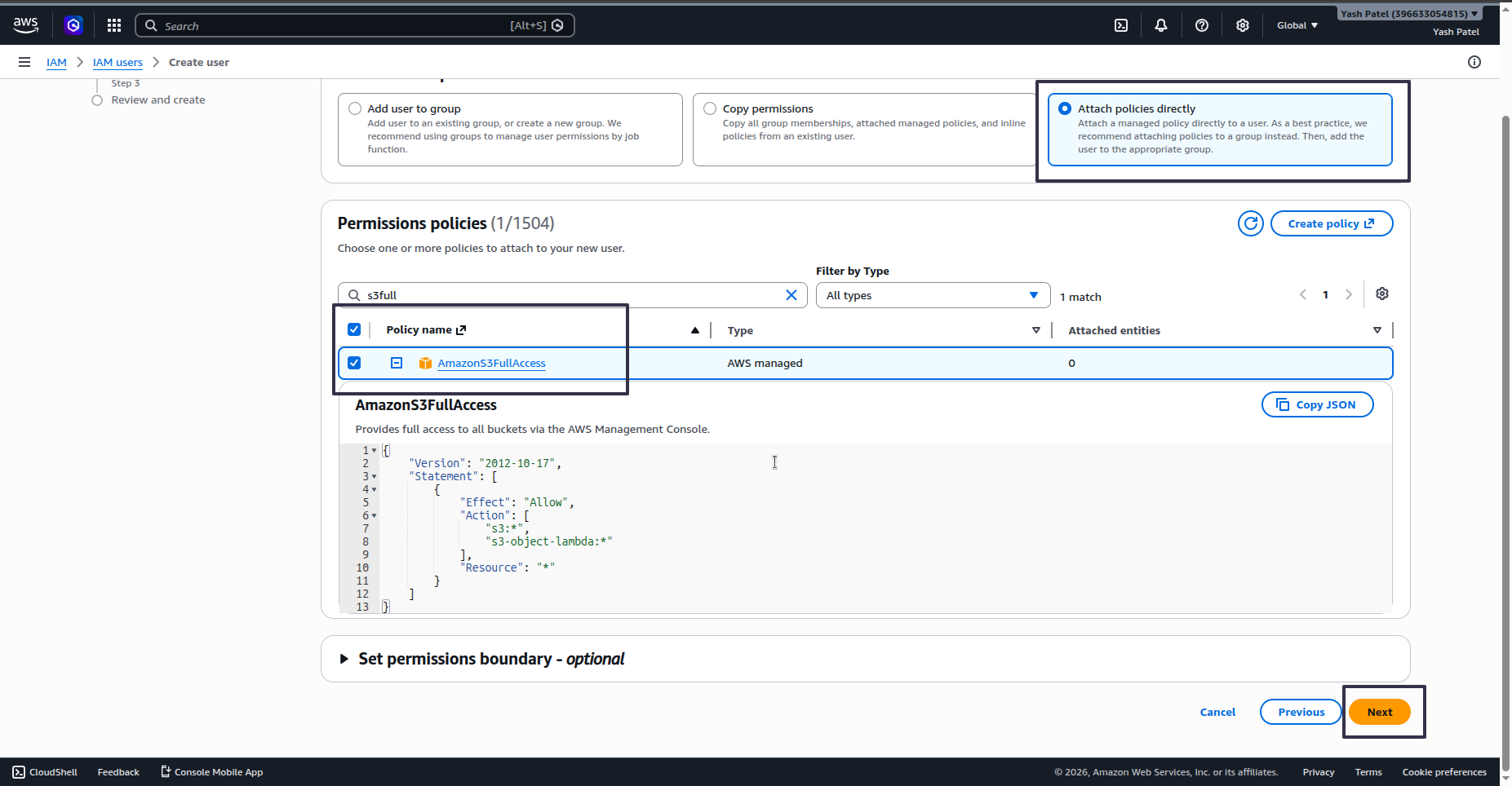 Amazon S3 Config Step 14