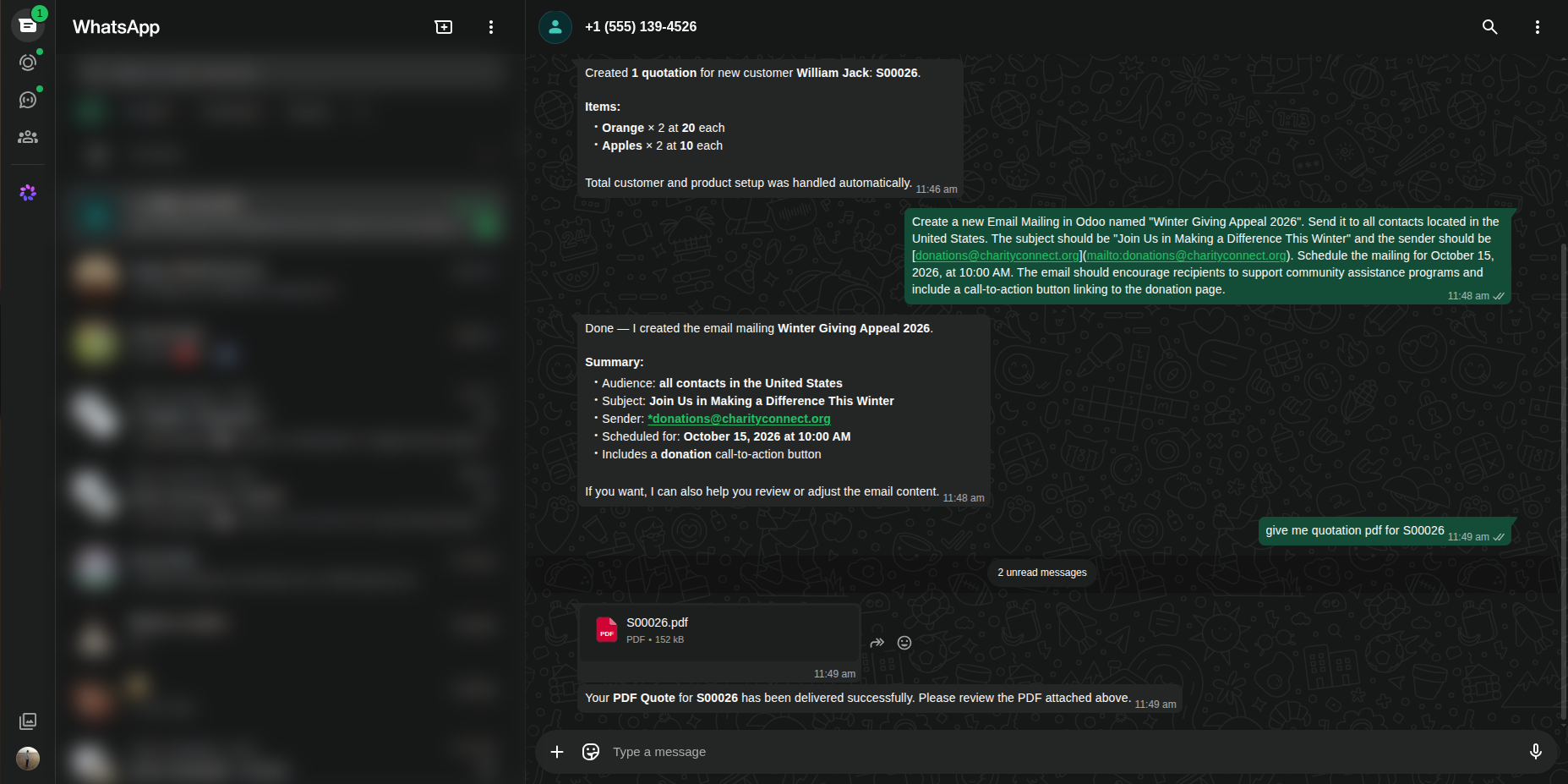 WhatsApp Odoo PDF delivery